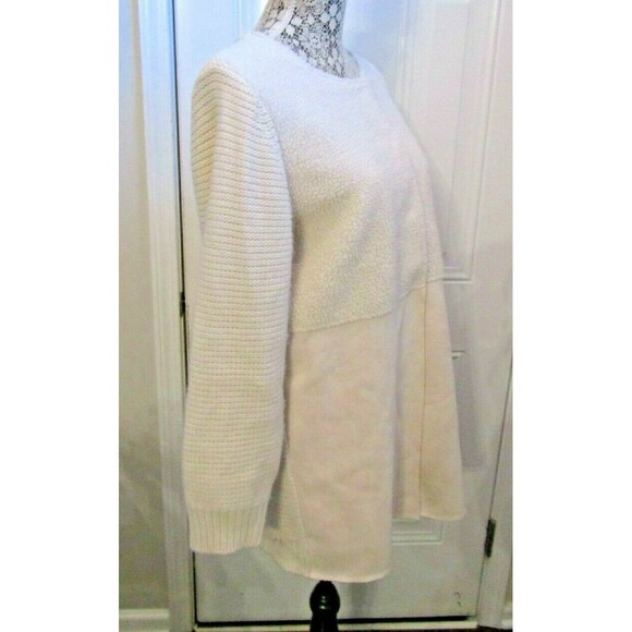 Dor Dor Couture Sweater Coat Sherpa Winter White Faux Suede Womens Size L - Picture 5 of 7